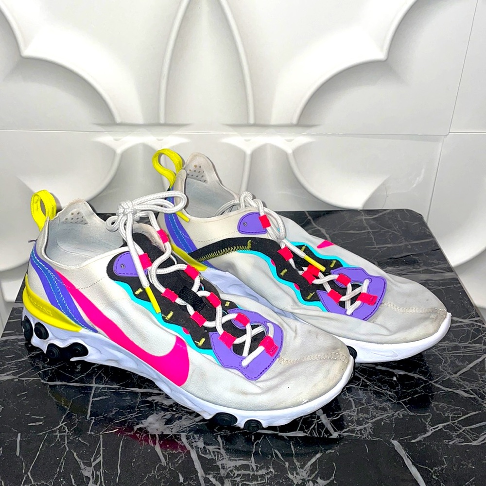 Nike React Element 55 White Psychic Purple Hyper Pink Womens Size 8
